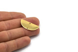 Semi Circle Charm, 2 Gold Plated Brass Half Moon Charms With 2 Holes, Findings (32x16x0.80mm) A1140