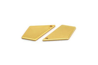 Gold Diamond Charm, 8 Gold Plated Brass Rhombus Stamping Blanks With 1 Hole, Earrings, Findings (20x10x0.80mm) D1413