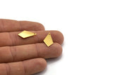 Gold Diamond Charm, 8 Gold Plated Brass Rhombus Stamping Blanks With 1 Hole, Earrings, Findings (20x10x0.80mm) D1413