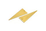 Gold Triangle Charm, 2 Gold Plated Brass Triangle Charms With 1 Hole, Earrings, Findings (37x15x0.80mm) D1351