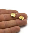 Gold Round Charm, Gold Plated Brass Round Charm With Cubic Zircon And 1 Loop, CZ Pave Circle Charm, Pendants, Findings (16x13x2mm) N1801