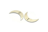 Silver Crescent Charm, 4 Antique Silver Plated Brass Moon Charms With 2 Holes, Findings (30x8x0.80mm) D0057