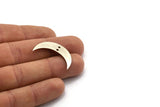 Silver Crescent Charm, 4 Antique Silver Plated Brass Moon Charms With 2 Holes, Findings (30x8x0.80mm) D0057
