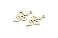 Silver Snake Charm, 24 Antique Silver Plated Brass Snake Shaped Charms With 1 Loop, Pendants, Findings (19x11x0.60mm) A4090