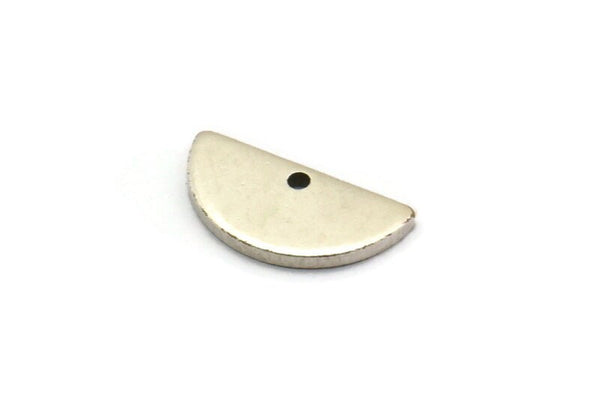 Silver Semi Circle , 12 Antique Silver Plated Brass Half Moon Charms With 1 Hole, Pendants (15x7.5x1.2mm) D1365