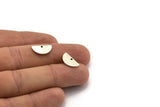 Silver Semi Circle , 12 Antique Silver Plated Brass Half Moon Charms With 1 Hole, Pendants (15x7.5x1.2mm) D1365