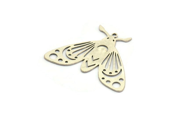 Silver Butterfly Charm, 4 Antique Silver Plated Brass Butterfly Charms With 1 Loop, Earring Findings (26x35x0.60mm) A3838 H0970