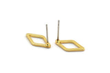 Gold Diamond Earring, 6 Gold Plated Brass Diamond Stud Earrings (7.5x14x1mm) D0030 A2140