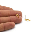 Gold Diamond Earring, 6 Gold Plated Brass Diamond Stud Earrings (7.5x14x1mm) D0030 A2140