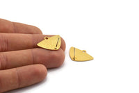 Gold Triangle Earring, 2 Gold Plated Brass Triangle Stud Earrings With 1 Loop (25x17x0.80mm) D1571 A2200