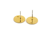 Gold Round Earring, 4 Gold Plated Brass Round Stud Earrings With 1 Hole (12x1mm) E082 A1998
