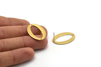 Gold Oval Earring, 2 Gold Plated Brass Oval Stud Earrings (28x20x1mm) D983 A1248