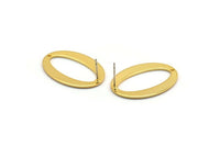 Gold Oval Earring, 2 Gold Plated Brass Oval Stud Earrings (28x20x1mm) D983 A1248