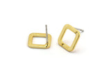 Gold Square Earring, 6 Gold Plated Brass Square Stud Earrings (10x0.80mm) D1610 A1849
