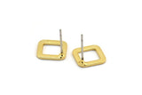 Gold Square Earring, 6 Gold Plated Brass Square Stud Earrings (10x0.80mm) D1610 A1849