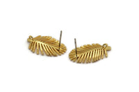 Gold Leaf Earring, 2 Gold Plated Brass Leaf Stud Earrings With 1 Hole, Findings (21x13x1mm) N1207 A1422