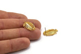 Gold Leaf Earring, 2 Gold Plated Brass Leaf Stud Earrings With 1 Hole, Findings (21x13x1mm) N1207 A1422