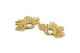 Gold Sun Earring, 2 Gold Plated Brass Sun Stud Earrings (33x20mm) N0782 A2152