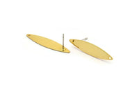 Gold Marquise Earring, 4 Gold Plated Brass Marquise Stud Earrings With 1 Hole (29.5x7x0.60mm) D997 A1824