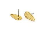 Gold Drop Earring, 6 Gold Plated Brass Drop Stud Earrings With 1 Hole (15x8x0.80mm) M01476 A1458