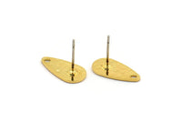 Gold Drop Earring, 6 Gold Plated Brass Drop Stud Earrings With 1 Hole (15x8x0.80mm) M01476 A1458