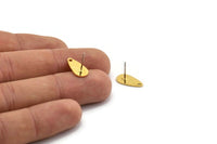 Gold Drop Earring, 6 Gold Plated Brass Drop Stud Earrings With 1 Hole (15x8x0.80mm) M01476 A1458
