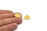 Gold Round Earring, 2 Gold Plated Brass Round Stud Earrings With 1 Hole (16x1.2mm) D1394 A2025