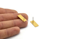 Gold Rectangle Earring, 4 Gold Plated Brass Rectangle Stud Earrings (20x8x0.80mm) A0914 A1667