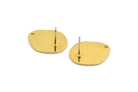 Gold Pear Earring, 2 Gold Plated Brass Pear Shaped Stud Earrings With 1 Hole (21x18x1mm) D0747 A2177
