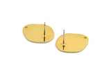 Gold Pear Earring, 2 Gold Plated Brass Pear Shaped Stud Earrings With 1 Hole (21x18x1mm) D0747 A2177