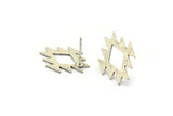 Earring Studs, 10 Antique Silver Plated Brass - Ethnic Motif Shaped Stud Earrings - Silver Earrings - Earrings (17x13x0.60mm) A2985
