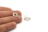 Earring Studs, 10 Antique Silver Plated Brass - Ethnic Motif Shaped Stud Earrings - Silver Earrings - Earrings (17x13x0.60mm) A2985