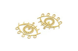 Brass Eye Charm, 8 Raw Brass Drop Patterned Eye Shaped Charms With 1 Loop (32.5x29x0.60mm) A6324