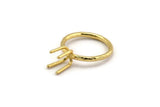 Claw Ring Setting, 2 Gold Plated Brass Claw Ring Blanks With 4 Claws For Natural Stones N0102-17.5