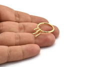 Claw Ring Setting, 2 Gold Plated Brass Claw Ring Blanks With 4 Claws For Natural Stones N0102-17.5