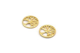 Gold Tree Charm, 12 Gold Plated Brass Tree Charms, Pendants, Findings (12x1mm) D1228