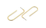 Gold Earring Wires, 2 Gold Plated Brass Earring Studs (57x20x1.5mm) D1622 H0893
