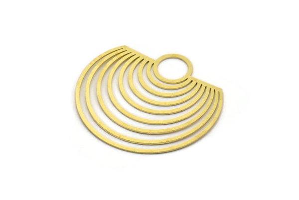 Brass Semi Circle Charm, 2 Raw Brass Charms With 1 Loop, Earring Findings (43x45x0.60mm) A6394