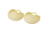 Brass Semi Circle Charm, 2 Raw Brass Charms With 1 Loop, Earring Findings (43x45x0.60mm) A6394