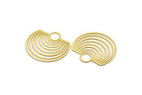 Brass Semi Circle Charm, 2 Raw Brass Charms With 1 Loop, Earring Findings (43x45x0.60mm) A6394