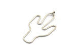Cactus Earring Wires, 2 Antique Silver Plated Brass Cactus Earring Findings, Jewelry Supplies, Findings, Charms (54x31x1mm) BS 1701