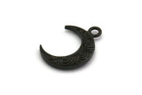 Black Moon Charm, 4 Oxidized Black Brass Textured Horn Charms With 1 Loop, Pendant, Jewelry Finding (19x6x4mm) N0273