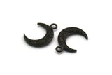 Black Moon Charm, 4 Oxidized Black Brass Textured Horn Charms With 1 Loop, Pendant, Jewelry Finding (19x6x4mm) N0273