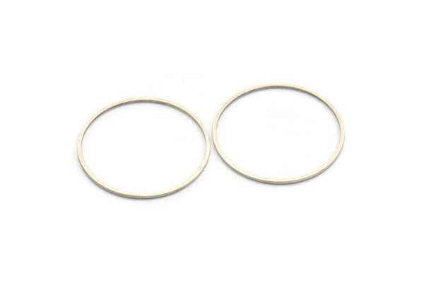 37mm Circle Connectors, 12 Antique Silver Plated Brass Circle Connectors (37x1x1mm) A4066