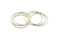 37mm Circle Connectors, 12 Antique Silver Plated Brass Circle Connectors (37x1x1mm) A4066