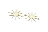 Silver Sun Charm, 8 Antique Silver Plated Brass Sun Charms With 2 Loops, Connectors (28x23x0.60mm) A3664 H0857