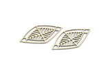 Silver Marquise Charm, 8 Antique Silver Plated Brass Marquise Charms With 2 Holes, Connectors (39x20.5x0.60mm) A4488