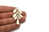 Silver Leaf Charm, 2 Antique Silver Plated Brass Leaf Charms With 1 Hole, Charm Pendants (63x27x0.60mm) A3151 H0858