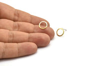 Brass Circle Earring, 10 Raw Brass Circle Stud Earrings (10x0.80mm) A2576 A6040