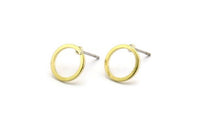 Brass Circle Earring, 10 Raw Brass Circle Stud Earrings (10x0.80mm) A2576 A6040